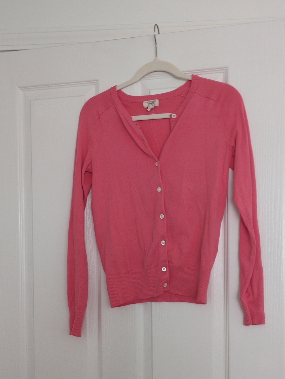 Lands' End Bright Pink Button-Up Cardigan
